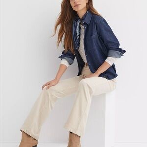 LOFT Cream Slim Flare Corduroy Pants in Almondine; Sz 33/16